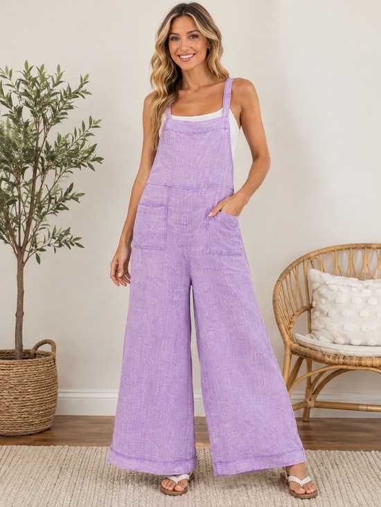 Zenana Pants - NWOT Zenana Lavender Double Gauze Wide Leg Overalls Jumpsuit Small